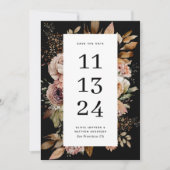 Zwarte Boho Bloemige Bruiloft | Rustieke Sombere D Save The Date (Voorkant)