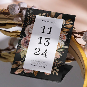 Zwarte Boho Bloemige Bruiloft   Rustieke Sombere D Save The Date