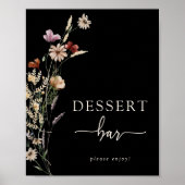 Zwarte Boho Bloemige Dessertposter Poster (Voorkant)