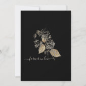 Zwarte Boho botanische bladmonogram trouwuitnodigi Kaart (Achterkant)