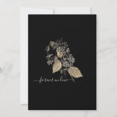 Zwarte Boho botanische gebloemde monogram huwelijk Kaart (Achterkant)