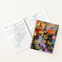 Zwarte Boho Collage Zigeunerziel Botanisch Bloemmo Notitieboek