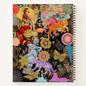 Zwarte Boho Collage Zigeunerziel Botanisch Bloemmo Notitieboek (Achterkant)