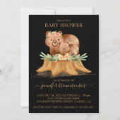Zwarte Boho Familie Beer Moeder Baby Shower Kaart (Voorkant)