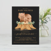 Zwarte Boho Familie Beer Moeder Baby Shower Kaart (Staand voorkant)