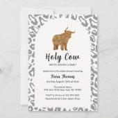 Zwarte Boho Heilige Koe Hoogland Koe Baby shower Kaart (Voorkant)