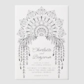 Zwarte Boho Mandala Moderne Trouwdag Vellum Uitnodigingen (Voorkant)