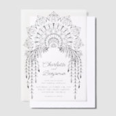 Zwarte Boho Mandala Moderne Trouwdag Vellum Uitnodigingen (Offset)