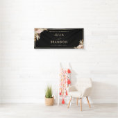 Zwarte Boho Pampas Grass Bloemen Trouwbanner Spandoek (Insitu)