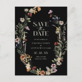 Zwarte Boho Save The Date-ansichtkaart Briefkaart (Voorkant)