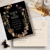 Zwarte Boho Save The Date-ansichtkaart Briefkaart