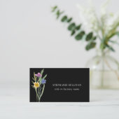 Zwarte Boho Waterverf Wildflower Visitekaartje (Staand voorkant)