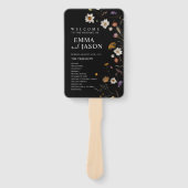 Zwarte Boho-wildbloem-huwelijks-sticker voor dankj Handwaaier (Voorkant)