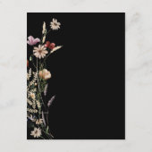 Zwarte Boho Wilde Bloemen Bruiloft Informatiekaartje (Achterkant)