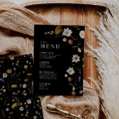 Zwarte Boho Wildflower Menukaarten Menu