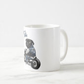 Zwarte bok op afbeelding cartoon motorfiets koffiemok (Voorkant rechts)