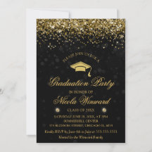 Zwarte Bokeh & Gouden Glitter Afstudeerfeest
