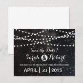 Zwarte Bokeh Sliert van Lichten Bewaar de Datum Save The Date (Voorkant / Achterkant)