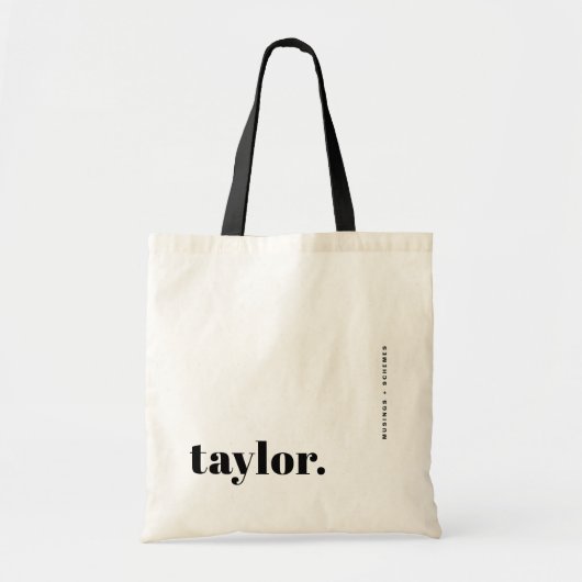 Zwarte Bold Retro Typografie Gepersonaliseerd Tote Bag (Voorkant)