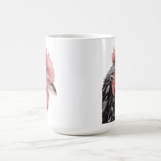 Zwarte Bold Waterverf Haan Mok (Midden)