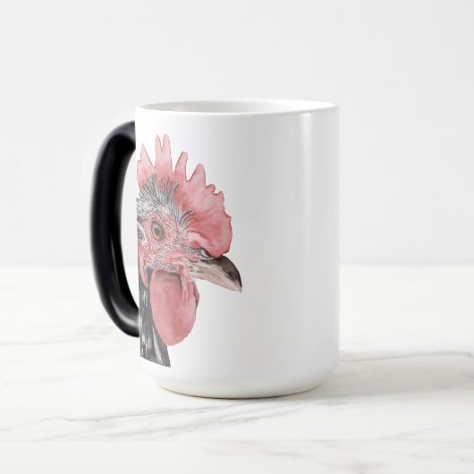 Zwarte Bold Waterverf Haan Mok (Voorkant links)