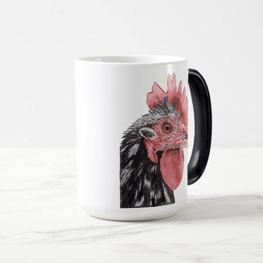 Zwarte Bold Waterverf Haan Mok (Voorkant rechts)