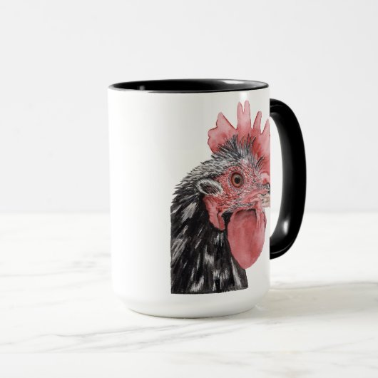 Zwarte Bold Waterverf Haan Mok (Voorkant rechts)