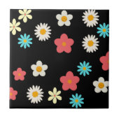 Zwarte Bold Y2K Wildflower Levendige Spring Decor Tegeltje (Voorkant)