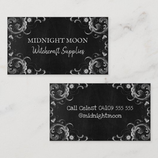 Zwarte  bollen en wittekaarten visitekaartje (Voorkant / Achterkant)