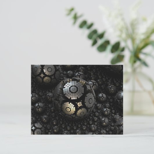 Zwarte bollen fractals briefkaart (Staand voorkant)