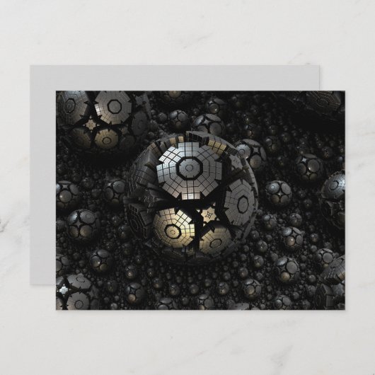 Zwarte bollen fractals briefkaart (Voorkant / Achterkant)