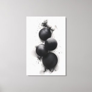 Zwarte Bollen Moderne Abstracte Kunst Canvas Afdruk