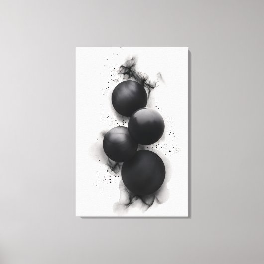 Zwarte Bollen Moderne Abstracte Kunst Canvas Afdruk (Voorkant)
