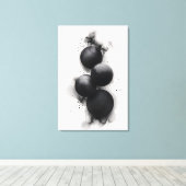 Zwarte Bollen Moderne Abstracte Kunst Canvas Afdruk (Insitu (Houten vloer))