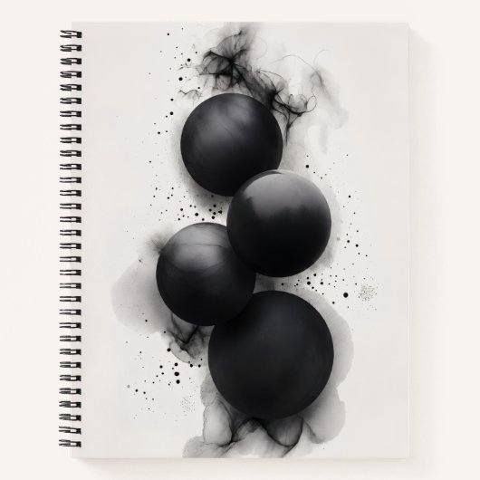 Zwarte Bollen Moderne Abstracte Kunst Notitieboek (Voorkant)
