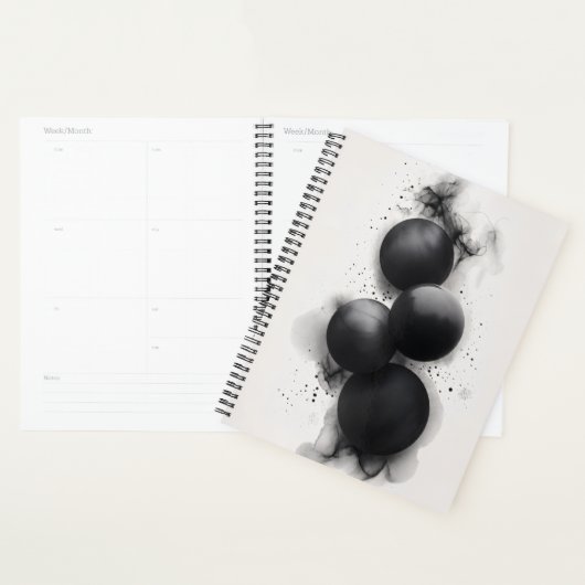 Zwarte Bollen Moderne Abstracte Kunst Planner (Display)