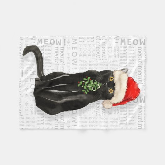 Zwarte Bombay Kerstman Fleece Deken (Voorkant (Horizontaal))