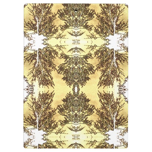 Zwarte Bomen Heldere Gele Hemel Klembord (Achterkant)