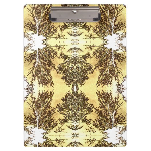 Zwarte Bomen Heldere Gele Hemel Klembord (Voorkant)