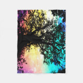 Zwarte Bomen Kleurrijke Ruimte Deken (Voorkant)