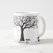 Zwarte bomen op een witte achtergrond grote koffiekop (Voorkant rechts)