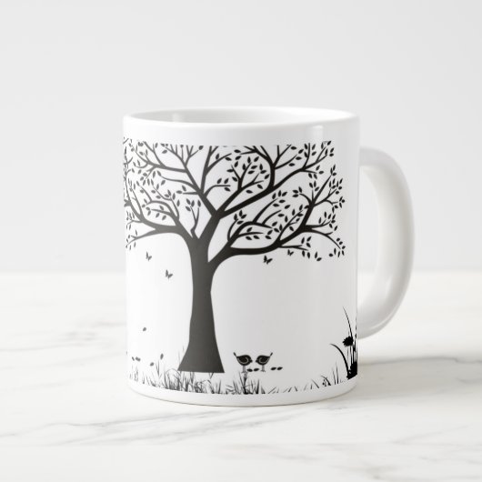 Zwarte bomen op een witte achtergrond grote koffiekop (Voorkant rechts)