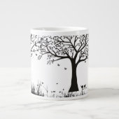 Zwarte bomen op een witte achtergrond grote koffiekop (Voorkant)