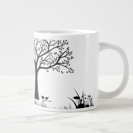 Zwarte bomen op een witte achtergrond grote koffiekop (Rechts)