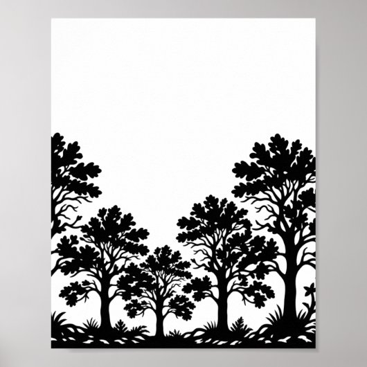 Zwarte Bomen Silhouet Posterprint Poster (Voorkant)