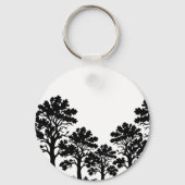 Zwarte Bomen Silhouet Ronde Sleutelhanger (Achterkant)