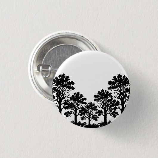 Zwarte Bomen Silhouet Ronde Speld Knop Button 3,2 Cm (Voorkant /achterkant)