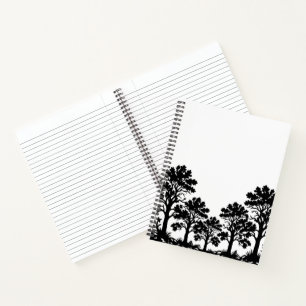 Zwarte Bomen Silhouet Spiraal Notebook Notitieboek