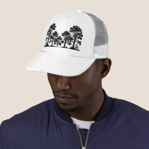 Zwarte Bomen Silhouet Trucker Hoed Pet