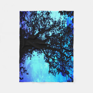 Zwarte Bomen Turquoise Periwinkle Ruimte Dekbed Fleece Deken